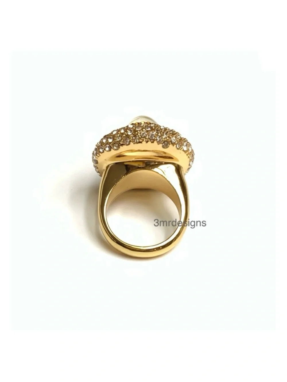 NIB KURT GEIGER Yellow Opalescent Dome Gem Gold Tone Glass Crystals Ring
